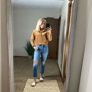 Crop Quarter Zip Corduroy